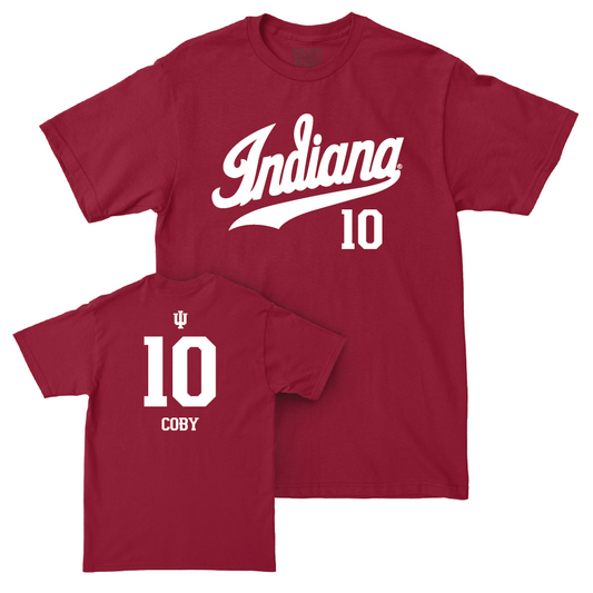 Football Crimson Script Tee - Andison Coby | #10 Youth Small