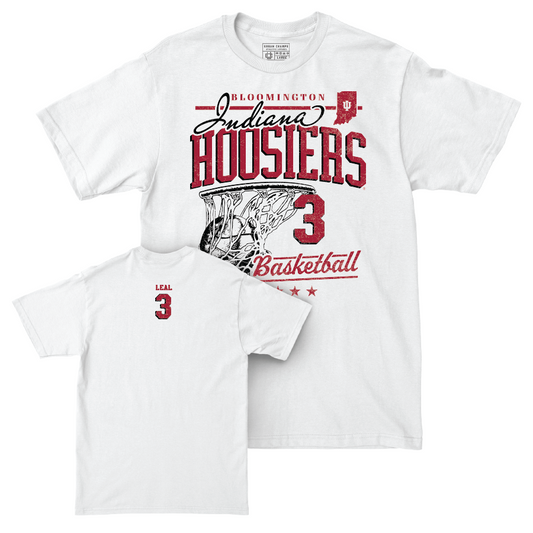 Men's Basketball White Hardwood Comfort Colors Tee - Anthony Leal | #3 Youth Small