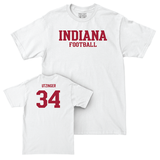 Football White Staple Comfort Colors Tee - Jeff Utzinger | #34 Youth Small
