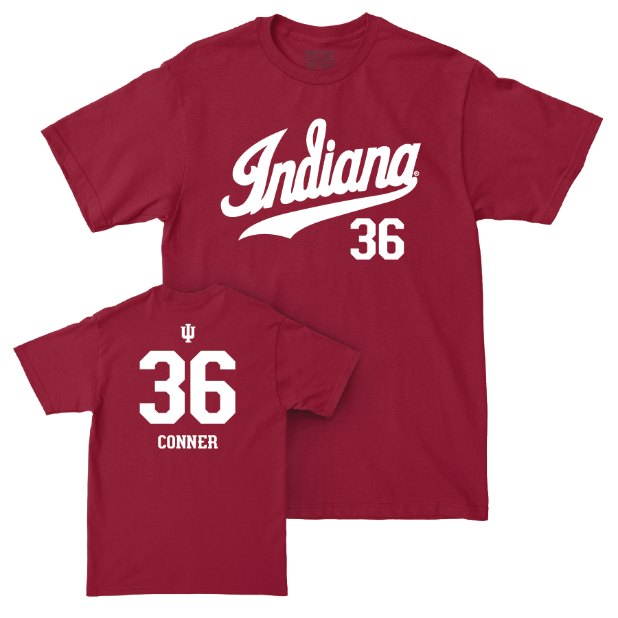 Football Crimson Script Tee - Clay Conner | #36 Youth Small