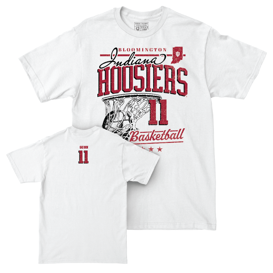 Men's Basketball White Hardwood Comfort Colors Tee - CJ Gunn | #11 Youth Small