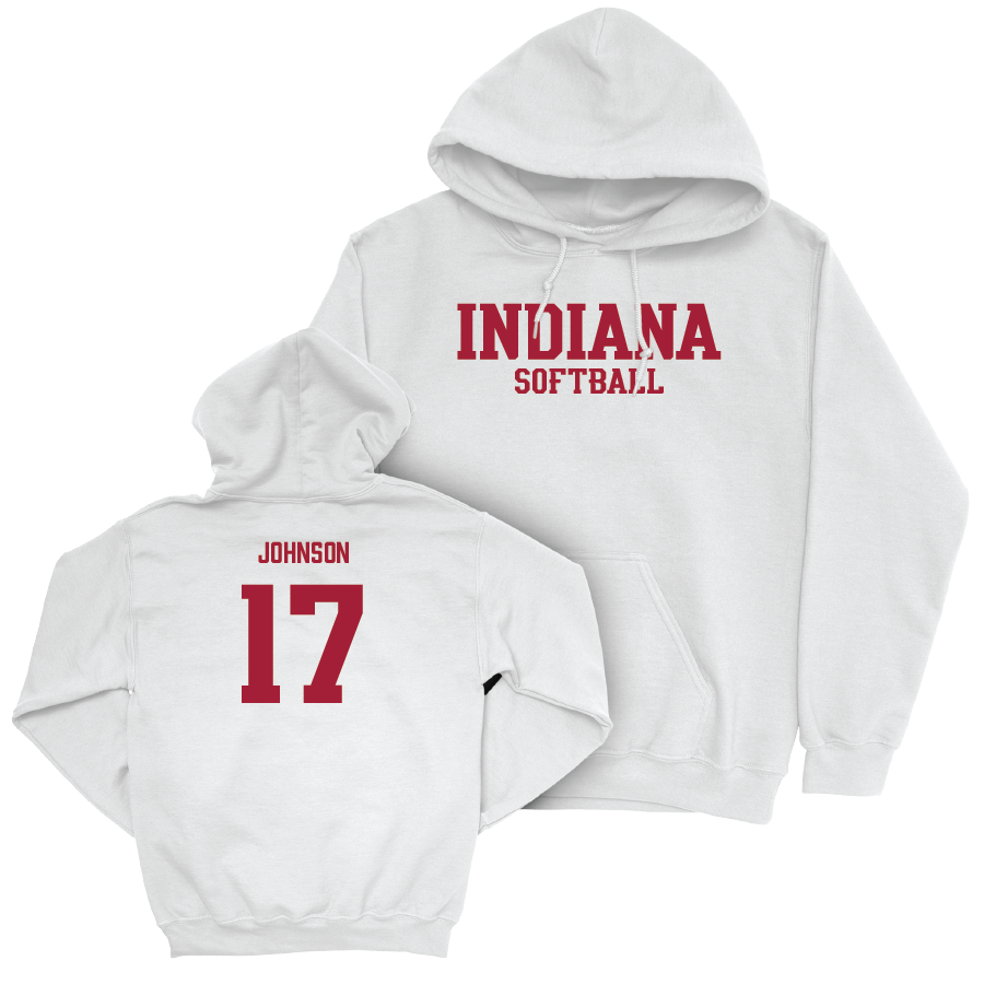 Softball White Staple Hoodie - Heather Johnson | #17 Youth Small