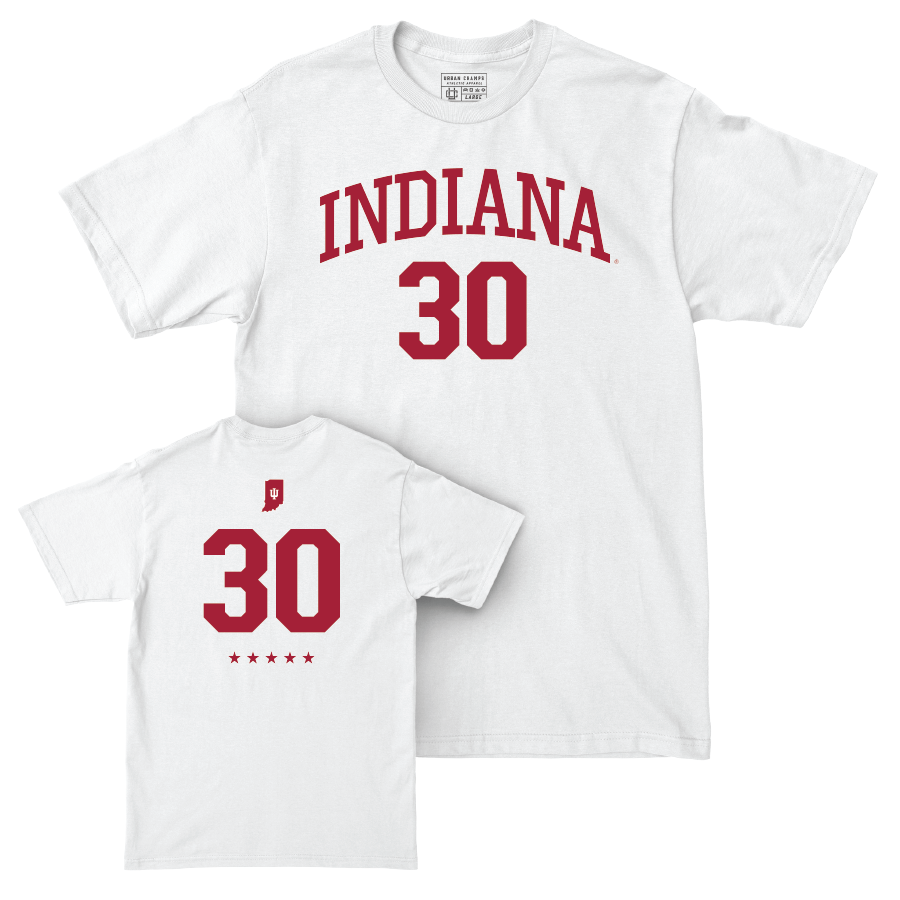 Men's Basketball White Shirsey Comfort Colors Tee - Ian Stephens | #30 Youth Small