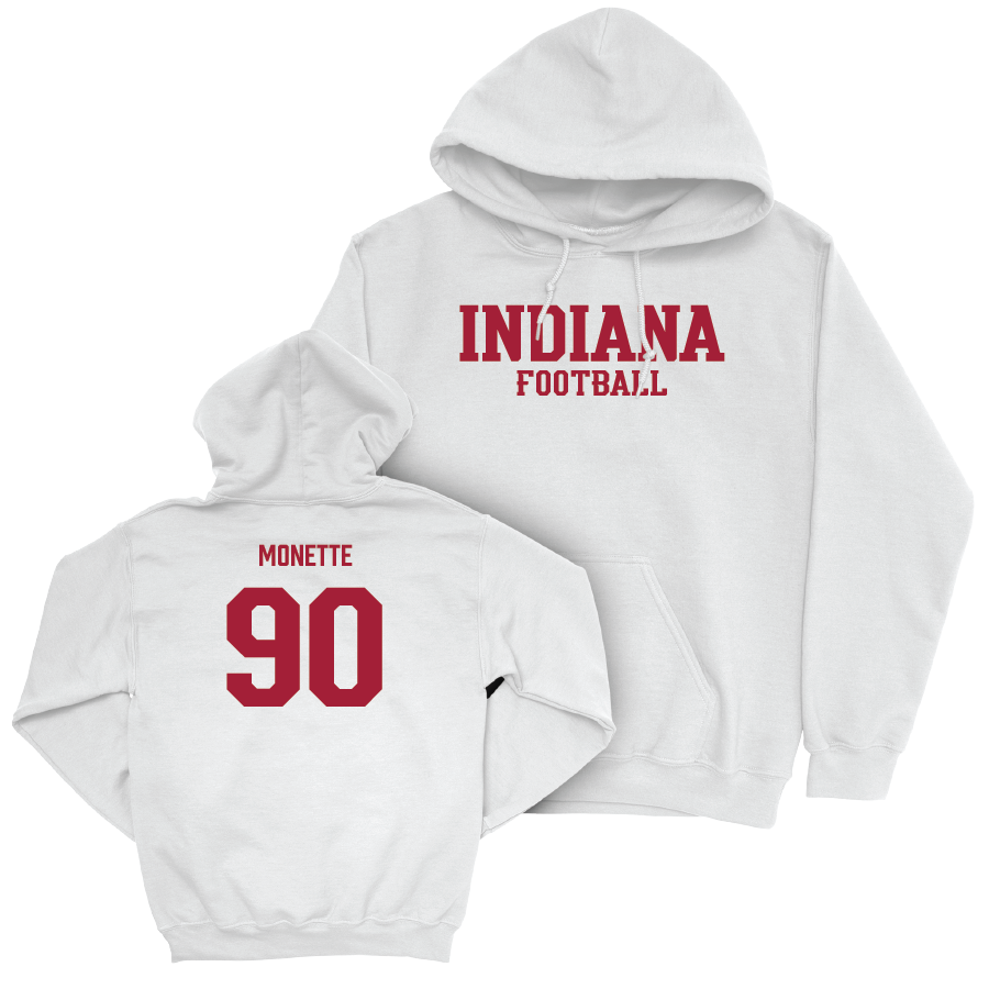 Football White Staple Hoodie - J'mari Monette | #90 Youth Small