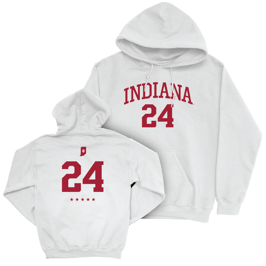 Men's Basketball White Shirsey Hoodie - Payton Sparks | #24 Youth Small