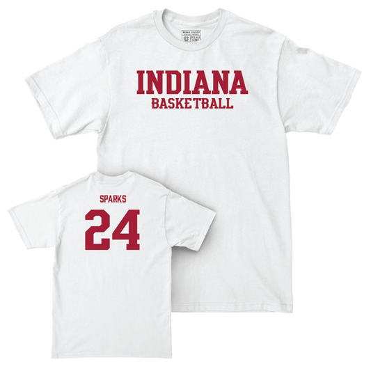 Men's Basketball White Staple Comfort Colors Tee - Payton Sparks | #24 Youth Small