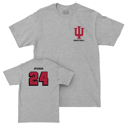 Men's Basketball Sport Grey Vintage Tee - Payton Sparks | #24 Youth Small