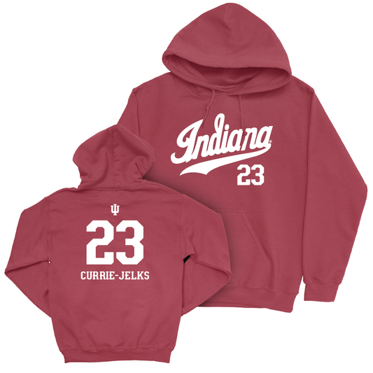 Women's Basketball Crimson Script Hoodie - Sharnecce Currie-Jelks | #23 Youth Small