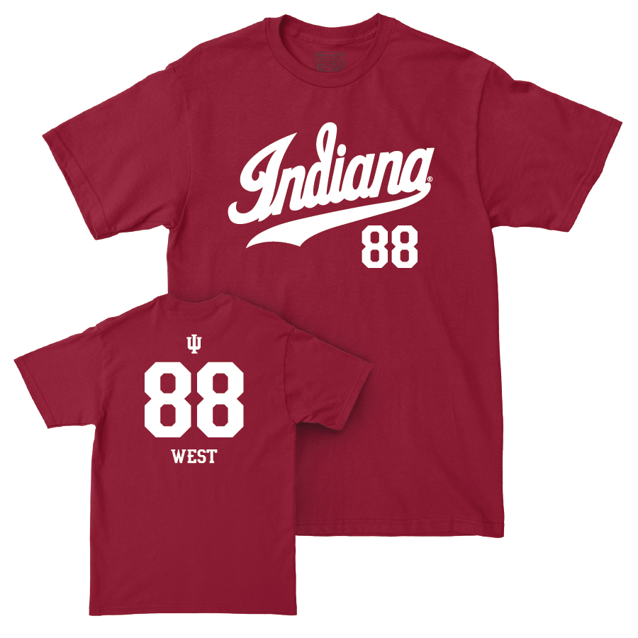 Football Crimson Script Tee - Sam West | #88 Youth Small