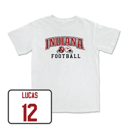 White Indiana Football Helmet Comfort Colors Tee - Jaylin  Lucas