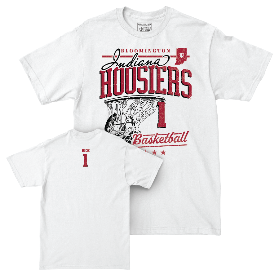 Men's Basketball White Hardwood Comfort Colors Tee   - Myles Rice