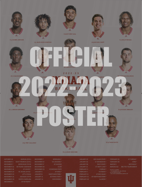 2022-2023 Indiana Men's Basketball Official Poster (18" x 24")